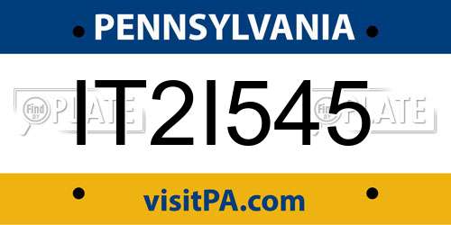 IT2I545 Pennsylvania License Plate