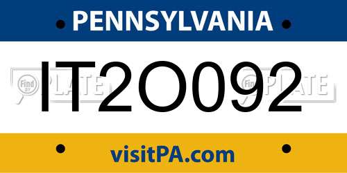IT2O092 Pennsylvania License Plate