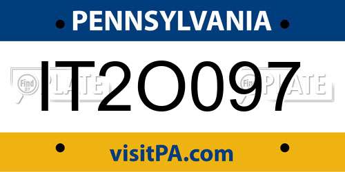 IT2O097 Pennsylvania License Plate