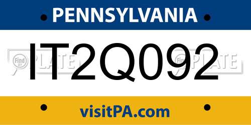 IT2Q092 Pennsylvania License Plate