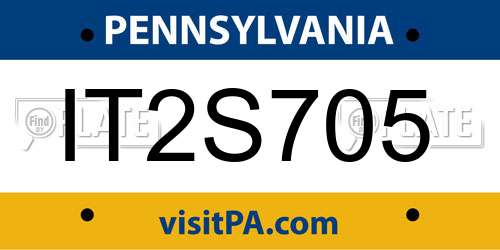 IT2S705 Pennsylvania License Plate