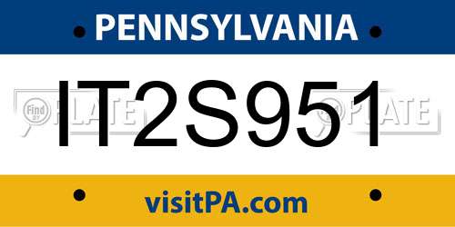 IT2S951 Pennsylvania License Plate