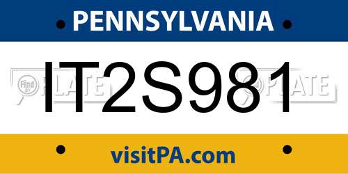 IT2S981 Pennsylvania License Plate