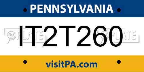 IT2T260 Pennsylvania License Plate