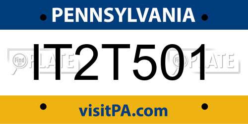 IT2T501 Pennsylvania License Plate
