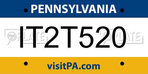 IT2T520 Pennsylvania License Plate