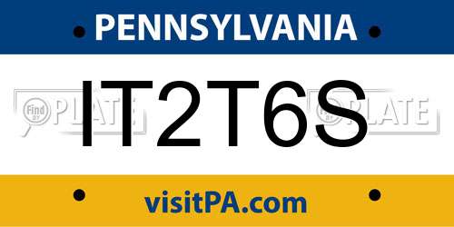 IT2T6S Pennsylvania License Plate