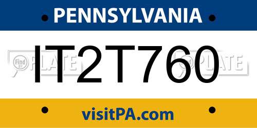 IT2T760 Pennsylvania License Plate