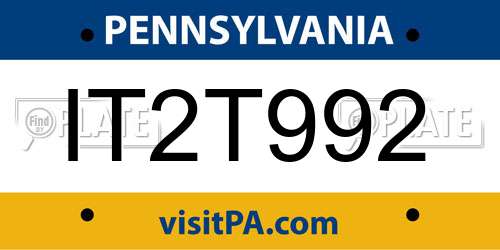 IT2T992 Pennsylvania License Plate