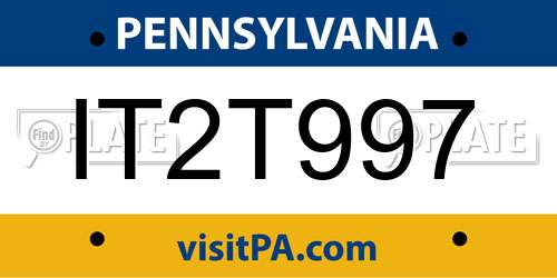IT2T997 Pennsylvania License Plate