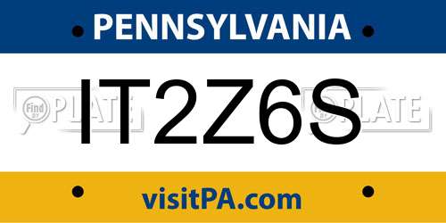 IT2Z6S Pennsylvania License Plate
