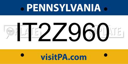 IT2Z960 Pennsylvania License Plate