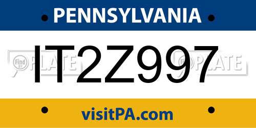 IT2Z997 Pennsylvania License Plate