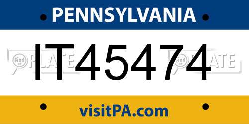 IT45474 Pennsylvania License Plate