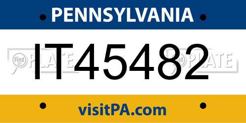 IT45482 Pennsylvania License Plate