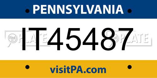IT45487 Pennsylvania License Plate