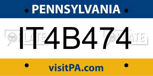 IT4B474 Pennsylvania License Plate
