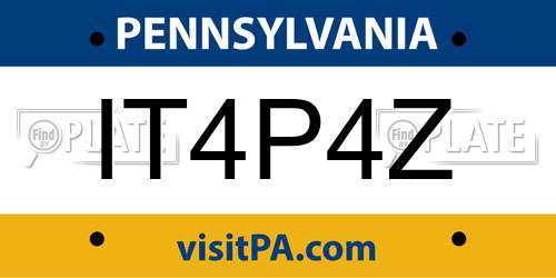 IT4P4Z Pennsylvania License Plate