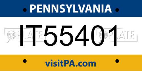 IT55401 Pennsylvania License Plate