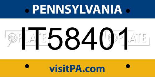 IT58401 Pennsylvania License Plate