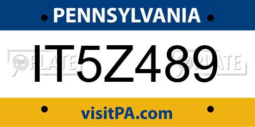 IT5Z489 Pennsylvania License Plate