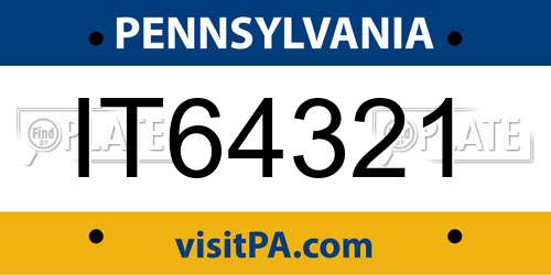 IT64321 Pennsylvania License Plate