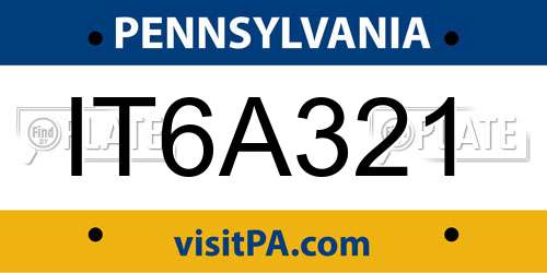 IT6A321 Pennsylvania License Plate