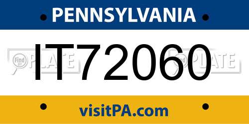 IT72060 Pennsylvania License Plate