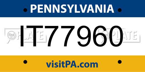 IT77960 Pennsylvania License Plate