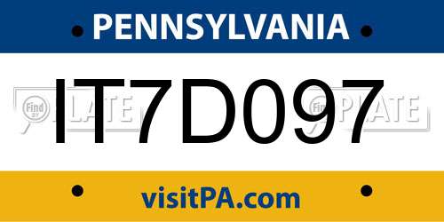 IT7D097 Pennsylvania License Plate