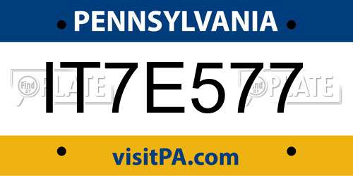 IT7E577 Pennsylvania License Plate