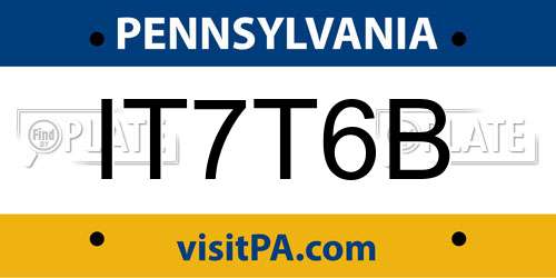 IT7T6B Pennsylvania License Plate