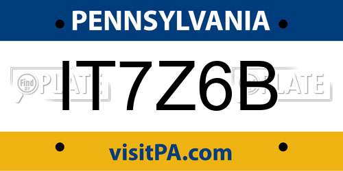 IT7Z6B Pennsylvania License Plate