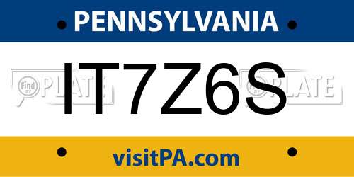 IT7Z6S Pennsylvania License Plate