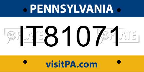 IT81071 Pennsylvania License Plate