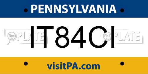 IT84CI Pennsylvania License Plate