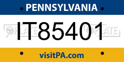 IT85401 Pennsylvania License Plate