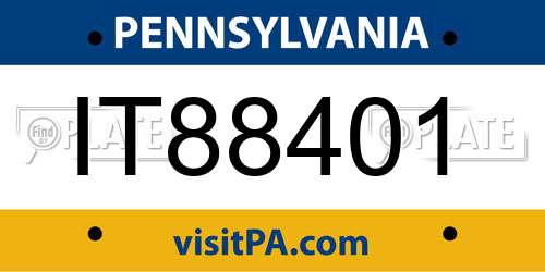 IT88401 Pennsylvania License Plate