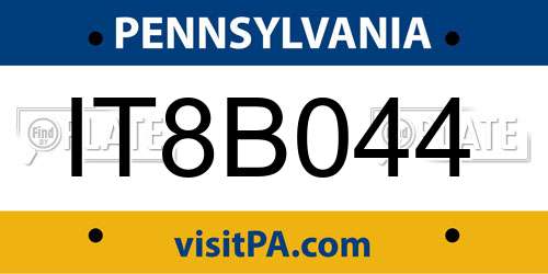 IT8B044 Pennsylvania License Plate