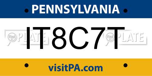 IT8C7T Pennsylvania License Plate