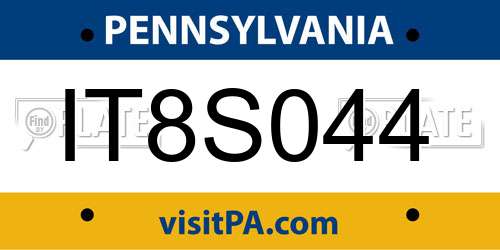 IT8S044 Pennsylvania License Plate