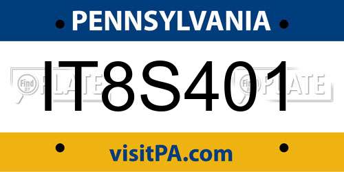 IT8S401 Pennsylvania License Plate