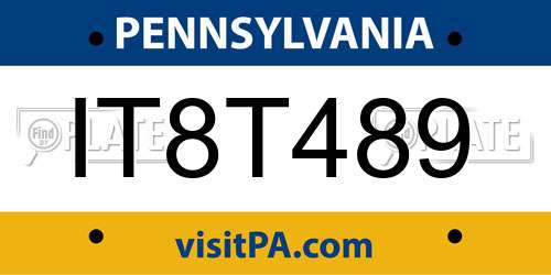IT8T489 Pennsylvania License Plate
