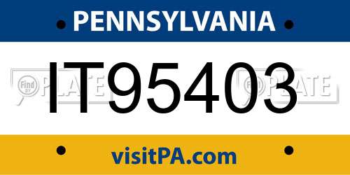 IT95403 Pennsylvania License Plate