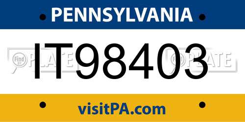 IT98403 Pennsylvania License Plate
