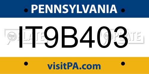 IT9B403 Pennsylvania License Plate
