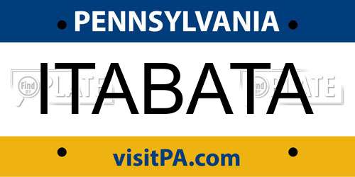 ITABATA Pennsylvania License Plate