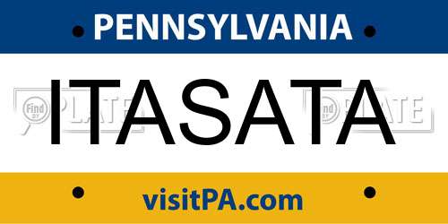 ITASATA Pennsylvania License Plate