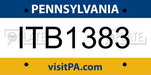ITB1383 Pennsylvania License Plate