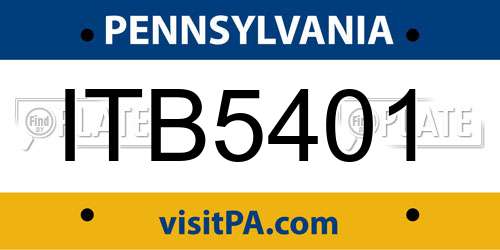 ITB5401 Pennsylvania License Plate